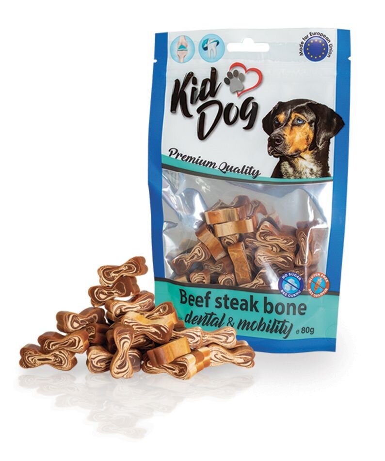 KID DOG OSSA DI MANZO PER DENTI E ARTICOLAZIONI GLUTEN FREE NO SUGAR 80 g