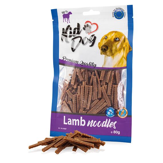 KID DOG TAGLIATELLE DI CARNE DI AGNELLO GLUTEN FREE NO SUGAR 80 g - Sanny Passione Ornitologica