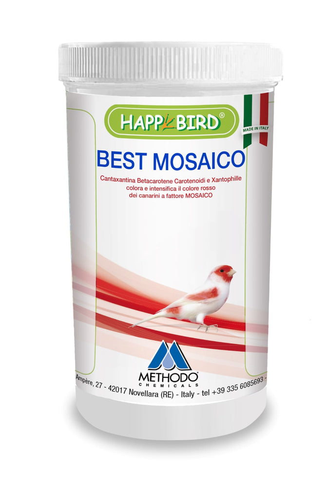 Cantaxantina, Betacarotene, Carotenoidi e Xantophille colora e intensifica il colore rosso dei canarini a fattore MOSAICO.