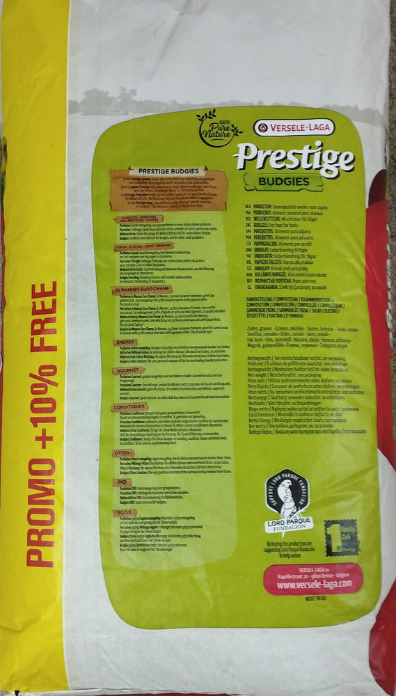 Cocorite Budgies PRESTIGE VERSELE-LAGA 22kg 10% free