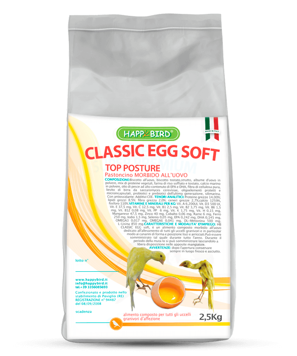 CLASSIC EGG SOFT PASTONCINO ALL'UOVO (morbido) HAPPY BIRD - Sanny Passione Ornitologica