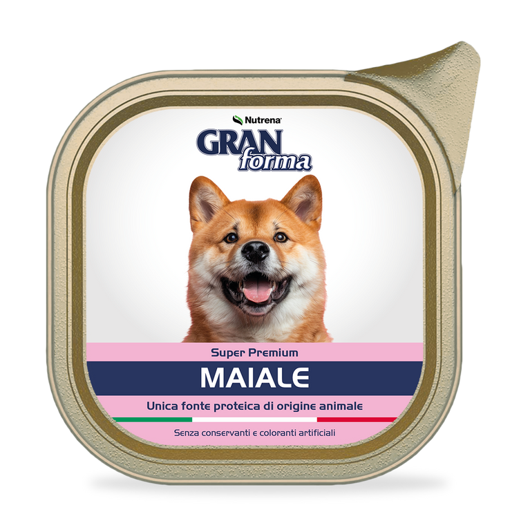 Gran Forma Paté Monoprotein Maiale, Alimento per Cani, da 150g, Super Premium, Senza Conservanti