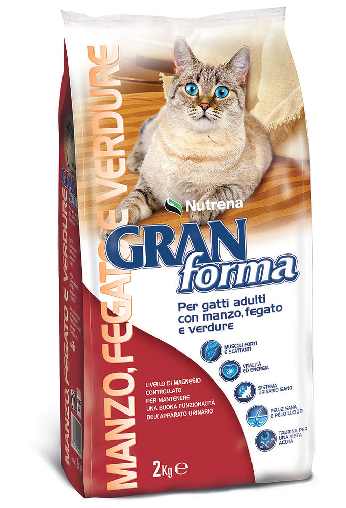 GranForma Manzo, Fegato e Verdure 2kg – Alimento Secco Completo per Gatti Adulti