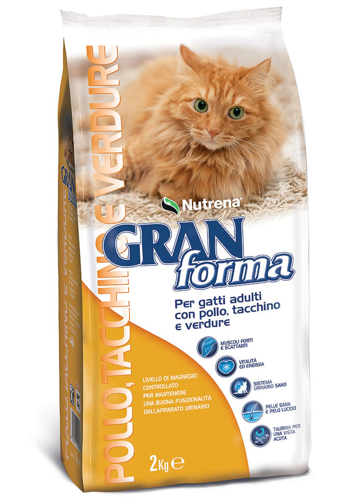 GranForma Pollo, Tacchino e Verdure 2kg – Alimento Secco Completo per Gatti Adulti