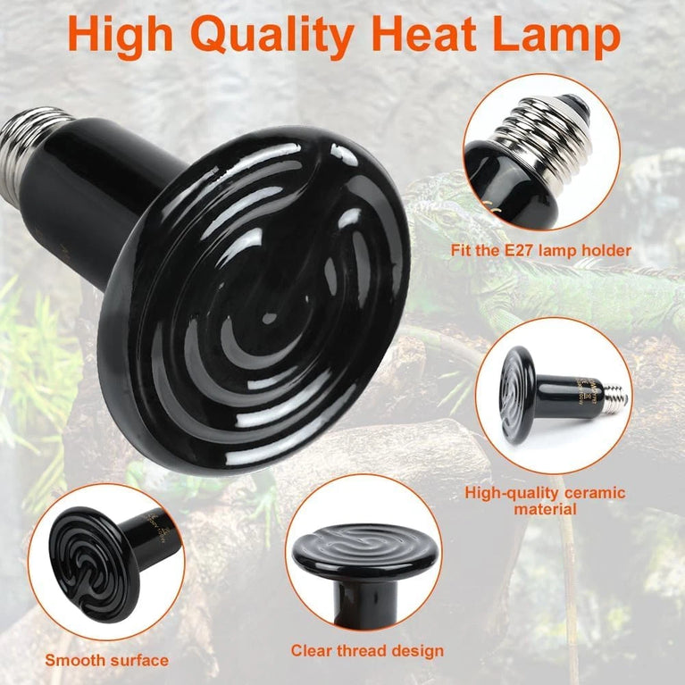 LEDGLE E27 100W trasmettitore riscaldatore Animali Lampadina riscaldatore a Raggi infrarossi in Ceramica, Lampada Rettile per Anfibi, Serpente, Uccelli, Tartaruga, Gatto, Cane