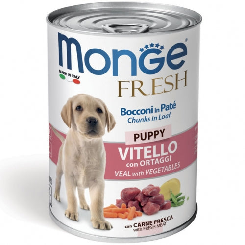 MONGE FRESH BOCCONI IN PATE' PUPPY VITELLO CON ORTAGGI