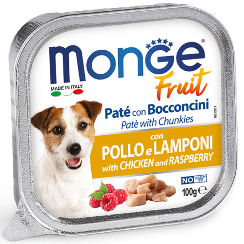 MONGE FRUIT PATE' CON BOCCONCINI CON POLLO E LAMPONI - Sanny Passione Ornitologica