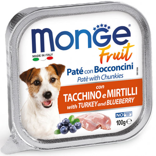 MONGE FRUIT PATE' CON BOCCONCINI CON TACCHINO E MIRTILLI - Sanny Passione Ornitologica