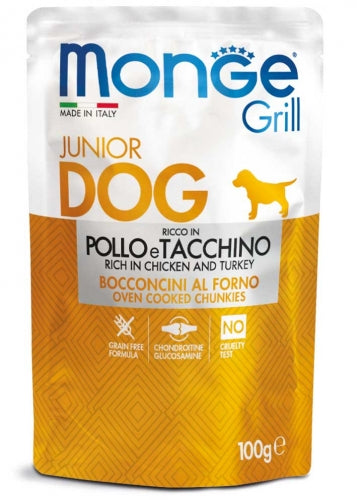 MONGE GRILL PUPPY&JUNIOR RICCO DI POLLO E TACCHINO