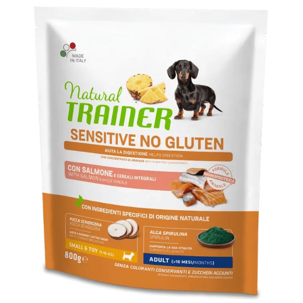 NATURAL TRAINER SENSITIVE NO GLUTEN CON SALMONE E CEREALI INTEGRALI