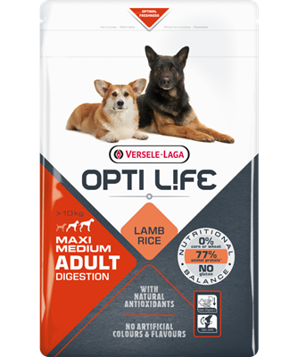 OPTI LIFE ADULT DIGESTION MEDIUM & MAXI 77% PROTEINE ANIMALI VERSELE-LAGA - Sanny Passione Ornitologica