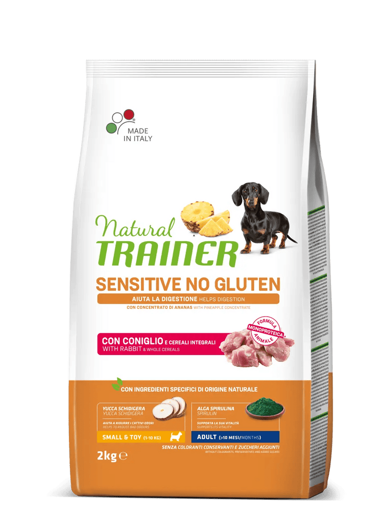 NATURAL TRAINER SENSITIVE NO GLUTEN CON CONIGLIO E CEREALI INTEGRALI