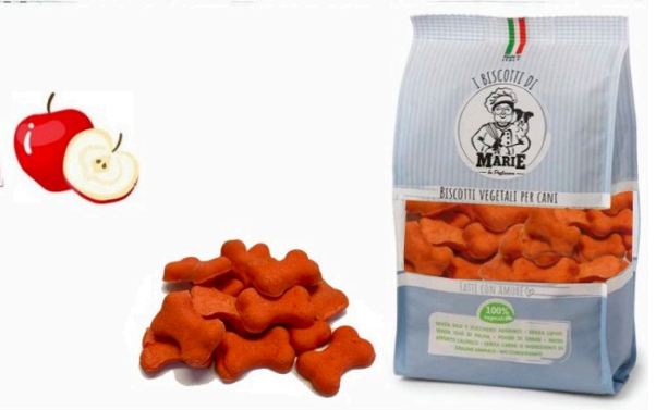 I Biscotti di Marie, OSSO MEDIO ALLA MELA Vegetali per Cani, 400g, Senza Sale e Zucchero, 100% Ingredienti Biologici