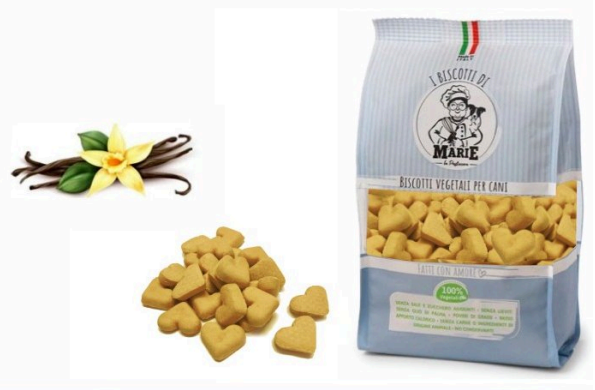 I Biscotti di Marie, CUORE MEDIO ALLA VANIGLIA Vegetali per Cani, 400g, Senza Sale e Zucchero, 100% Ingredienti Biologici