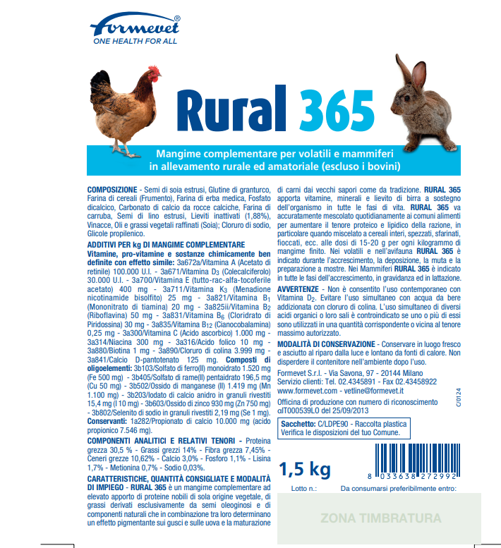 RURAL 365 per Avicoli e Conigli 1,5kg