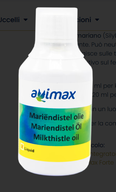 Avimax Silimarina Liquida 250ml – Disintossicante Epatico per Uccelli e Piccioni - Sanny Passione Ornitologica