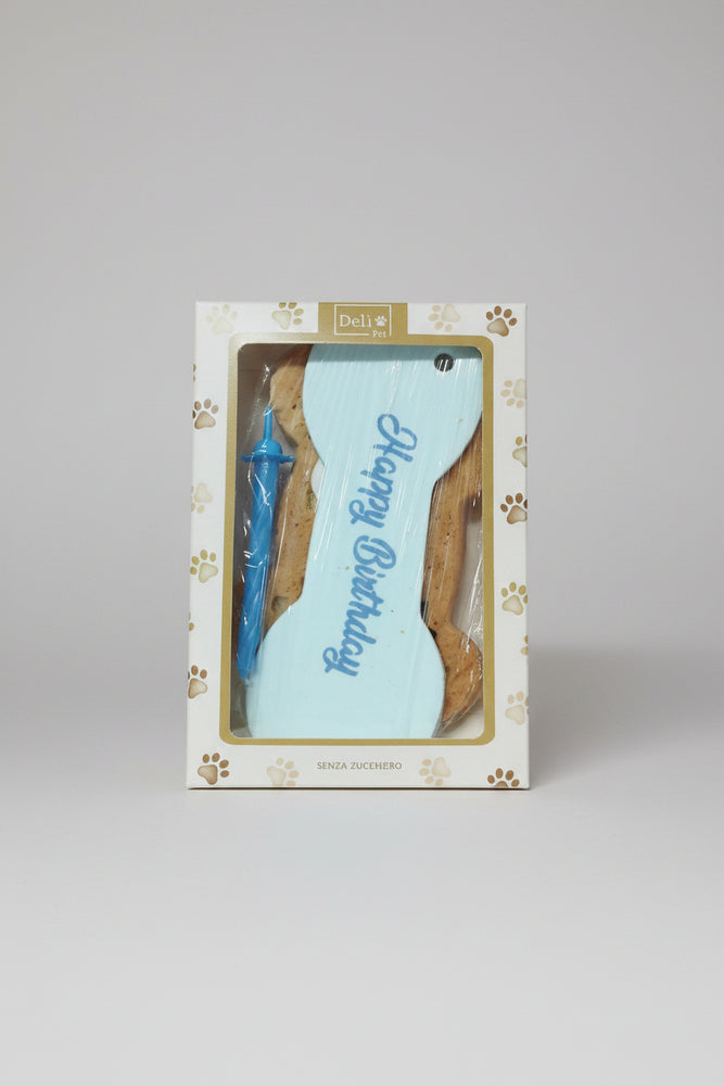 TORTA PER CANI Osso-bone con candelina inclusa 90gr Deli-Pet - Sanny Passione Ornitologica
