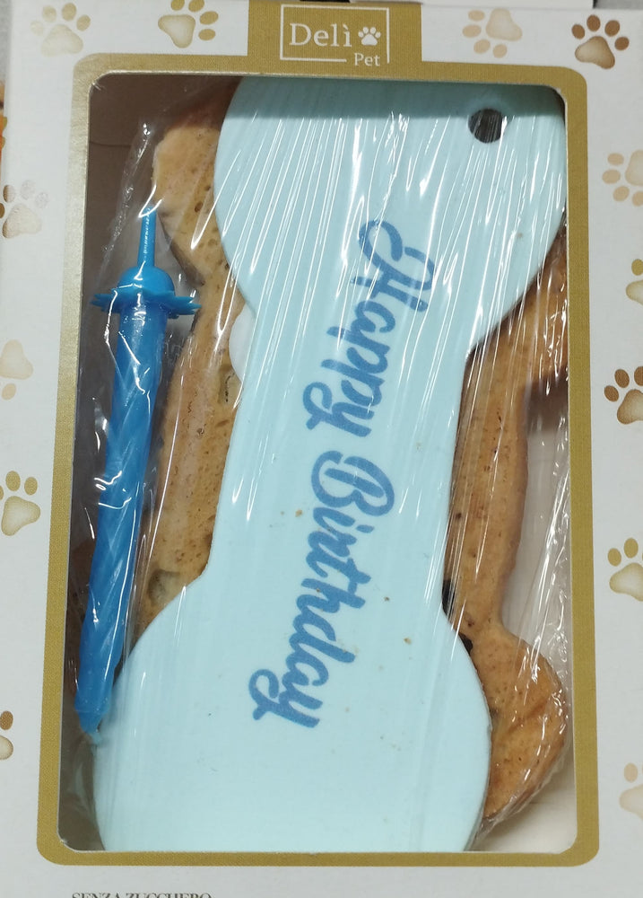 TORTA PER CANI Osso-bone con candelina inclusa 90gr Deli-Pet