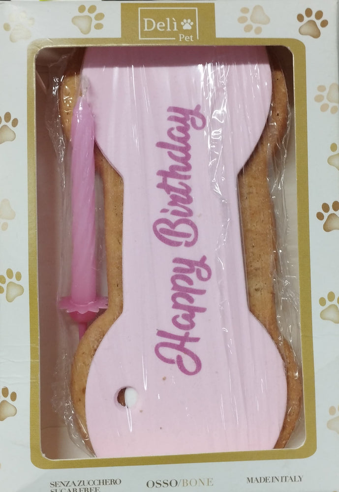 TORTA PER CANI Osso-bone con candelina inclusa 90gr Deli-Pet