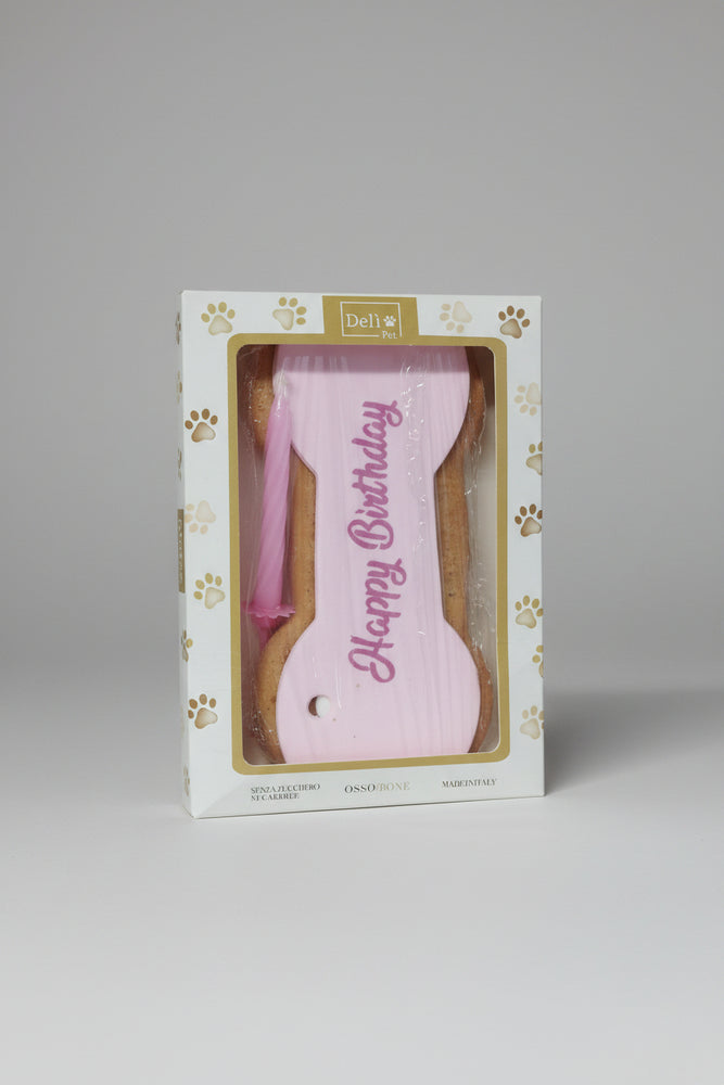 TORTA PER CANI Osso-bone con candelina inclusa 90gr Deli-Pet - Sanny Passione Ornitologica