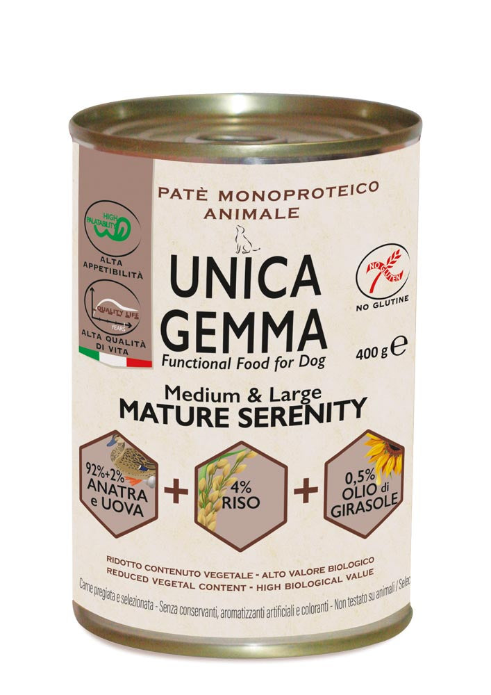 UNICA GEMMA MEDIUM &LARGE MATURE SERENITY CON ANATRA,UOVA,RISO E OLIO DI GIRASOLE - Sanny Passione Ornitologica