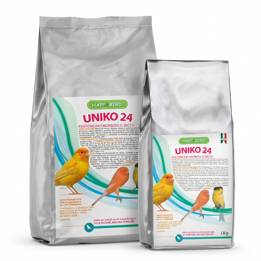 UNIKO 24% PASTONCINO (Morbido o Secco) HAPPY BIRD - Sanny Passione Ornitologica