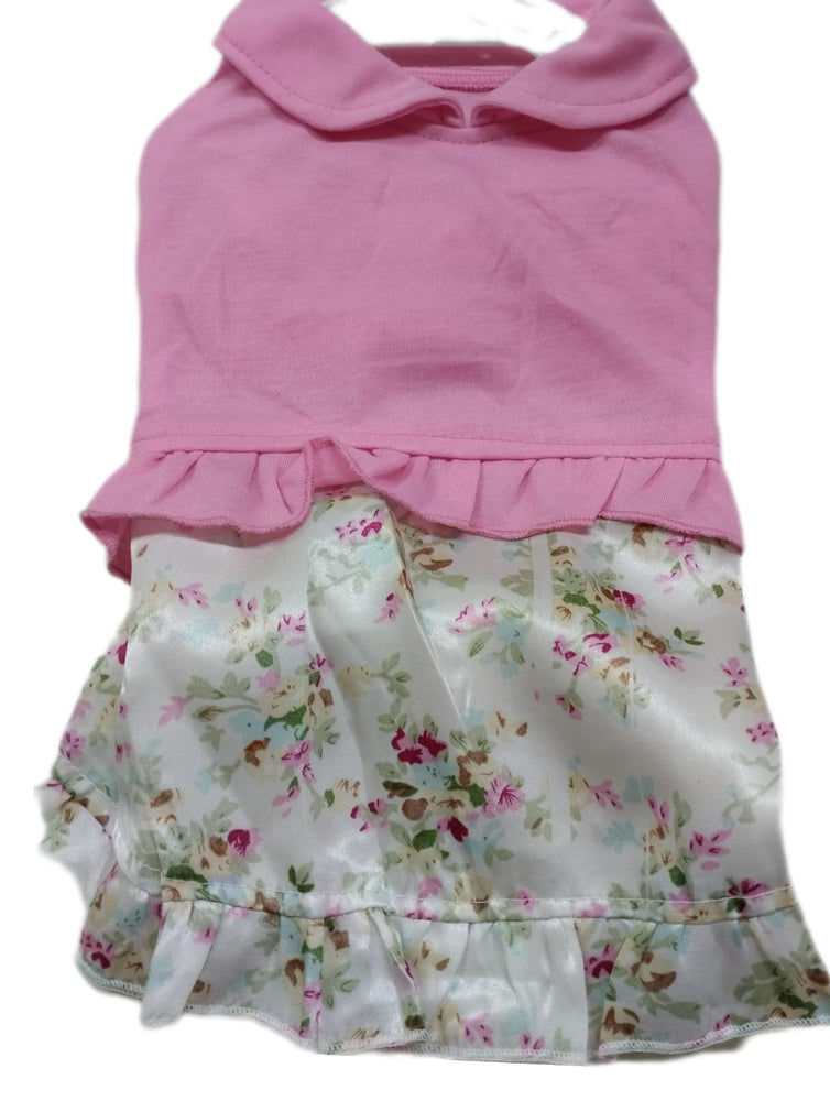 VESTITINO ROSA CON FIORI PER CANI E GATTI
