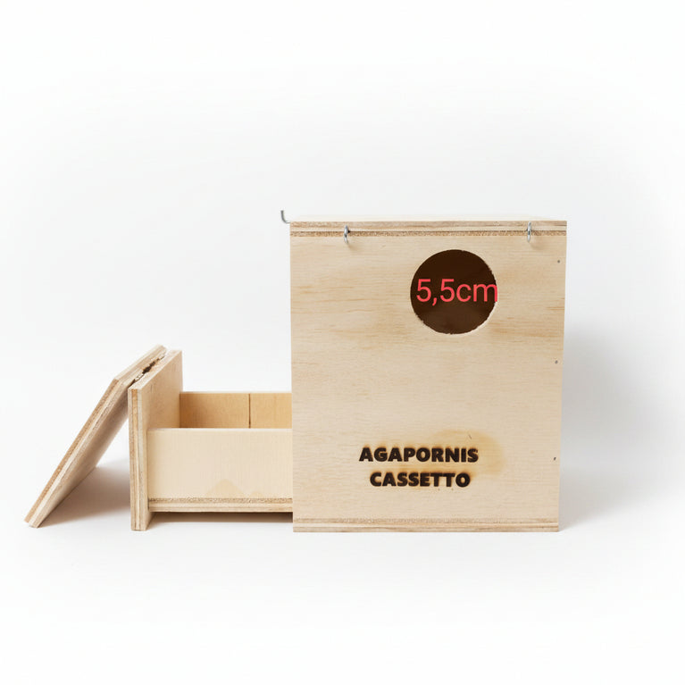 Nido a Cassetto per Inseparabili Agapornis – Multistrato Marino 18x16x20 cm Apertura Sinistra - Sanny Passione Ornitologica