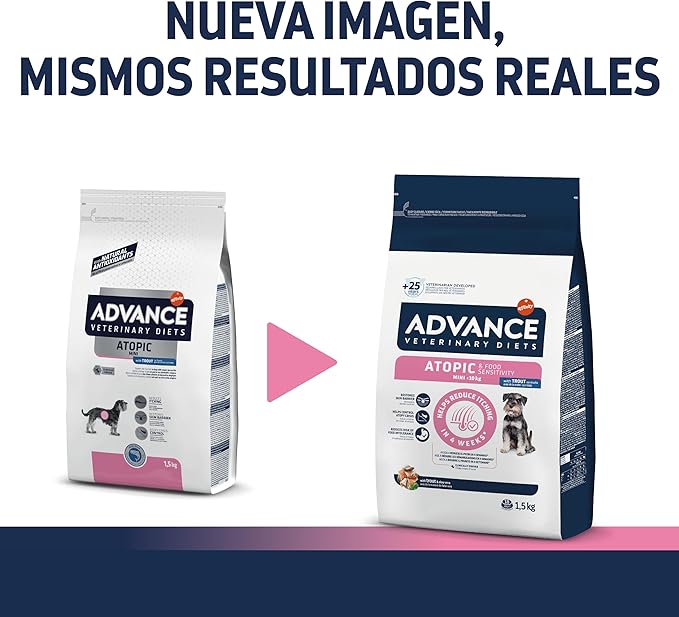 Advance Veterinary Diets - Atopic Mini - Cibo per Cani con Problemi di Dermatite Atopica con Trota - 1,5kg