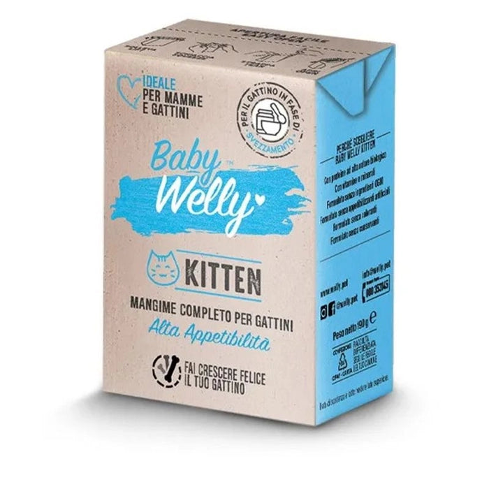 Baby Welly™ KITTEN è un alimento completo per gattini, a base di carne e latte, ideale per lo svezzamento grazie alla sua ricetta unica. Baby Welly è stato formulato senza ingredienti OGM e con carne e derivati caratterizzati da proteine ad alto valore biologico. Inoltre, è formulato senza coloranti e conservanti. Confezione da 180 gr in formato cartone.