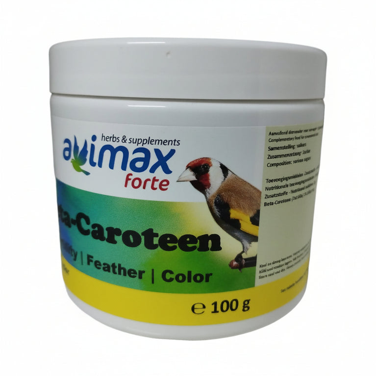 Beta Carotene ORANGE Pigmentante dedicato ad una colorazione arancio omogeneo e brillante. Specializzato per YORK e NORWICH. Avimax Forte 100g - Sanny Passione Ornitologica