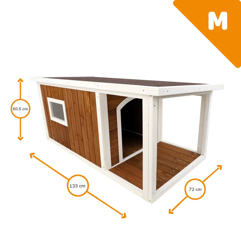 Cuccia per cani a tetto piano con terrazza Nordic - 3 misure disponibili