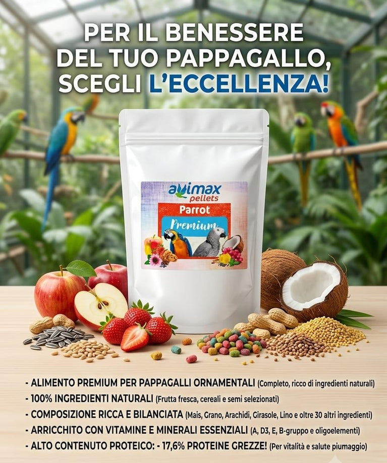 AviMax Forte Parrot Premium – Estrusi Completi per Pappagalli di Taglia Media e Grande