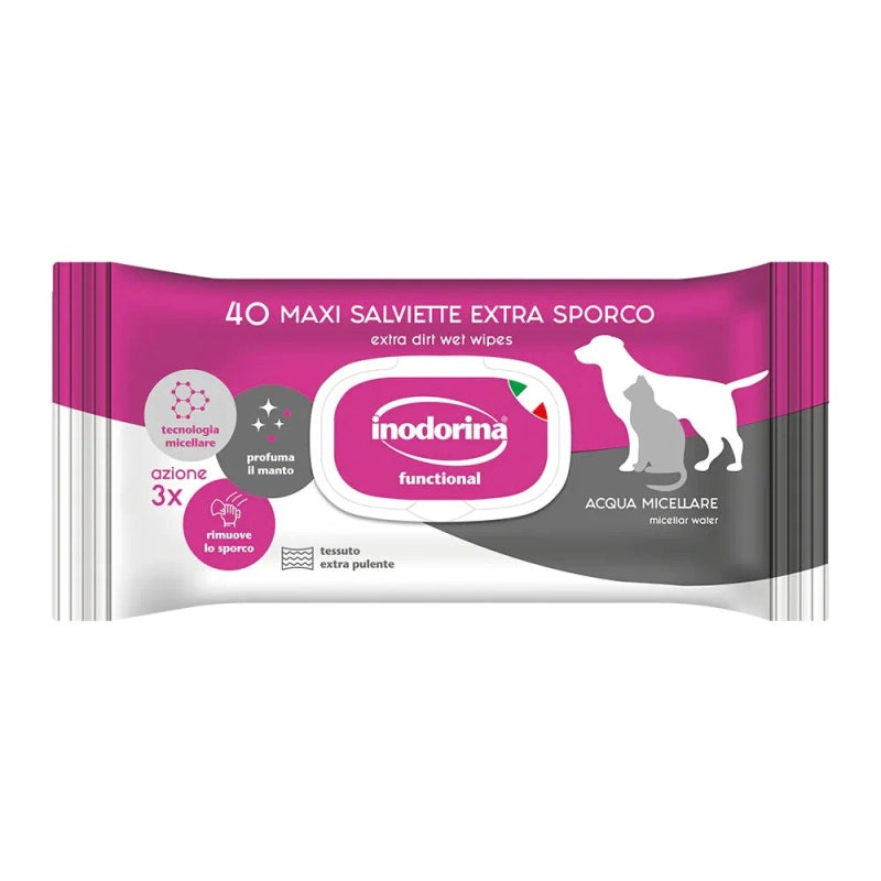 Inodorina Salviette detergenti Extra Sporco all'Acqua Micellare 40pz - Sanny Passione Ornitologica