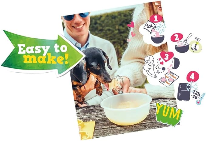 Smoofl Starter Kit Gelato per Cani , snack premium: con bastoncino commestibile e stampi per gelato fai da te nel set, rinfrescante