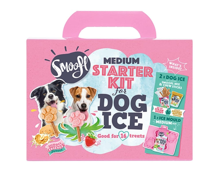 Smoofl Starter Kit Gelato per Cani , snack premium: con bastoncino commestibile e stampi per gelato fai da te nel set, rinfrescante