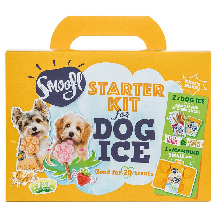 Smoofl Starter Kit Gelato per Cani , snack premium: con bastoncino commestibile e stampi per gelato fai da te nel set, rinfrescante