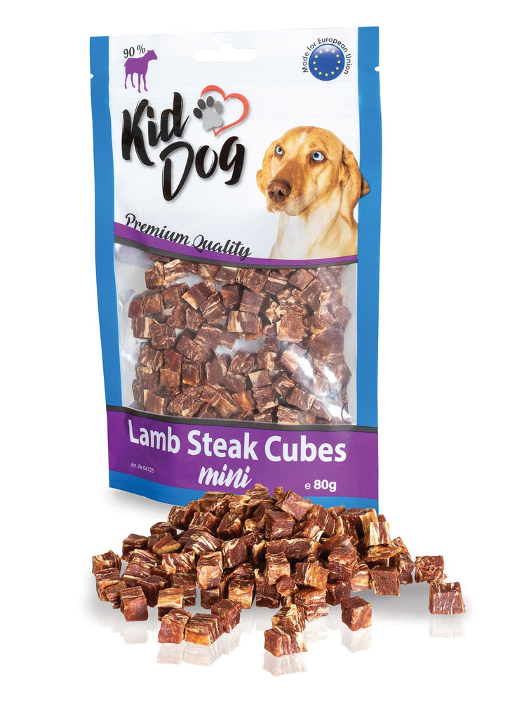 KID DOG MINI CUBETTI DI CARNE DI AGNELLO GLUTEN FREE NO SUGAR 80 g - Sanny Passione Ornitologica