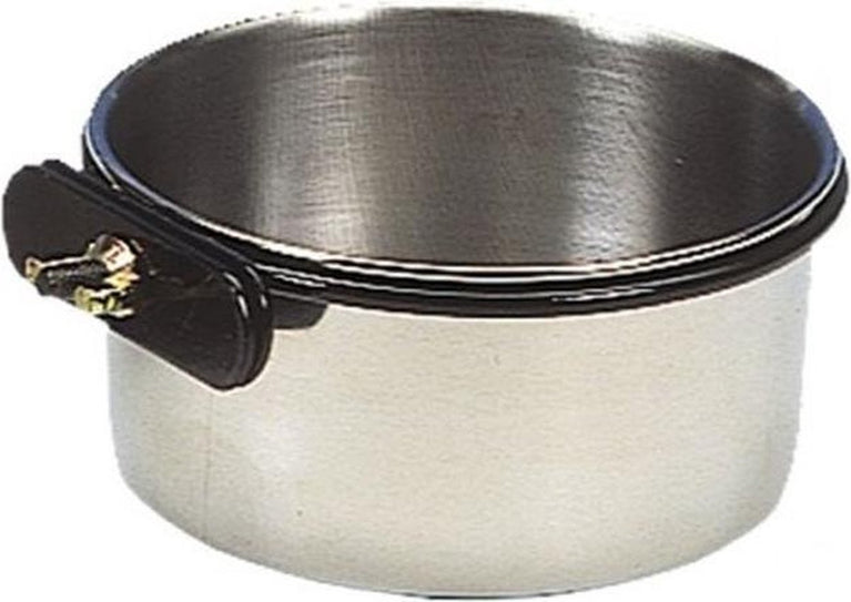 Ciotola per uccelli in acciaio inossidabile con supporto a vite, 150ml diametro 7,5 cm