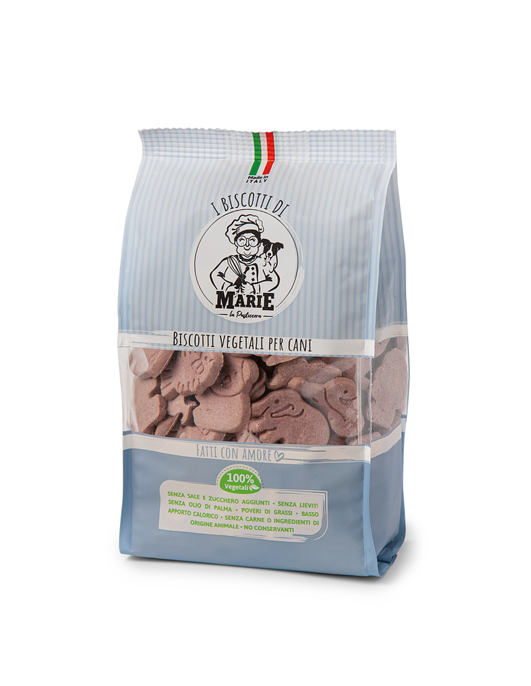 Biscotti Vegetali per Cani, Mix Frutti di Bosco, 400 gr, 100% Ingredienti Biologici, Senza Sale, Senza Lieviti, Senza Olio di Palma