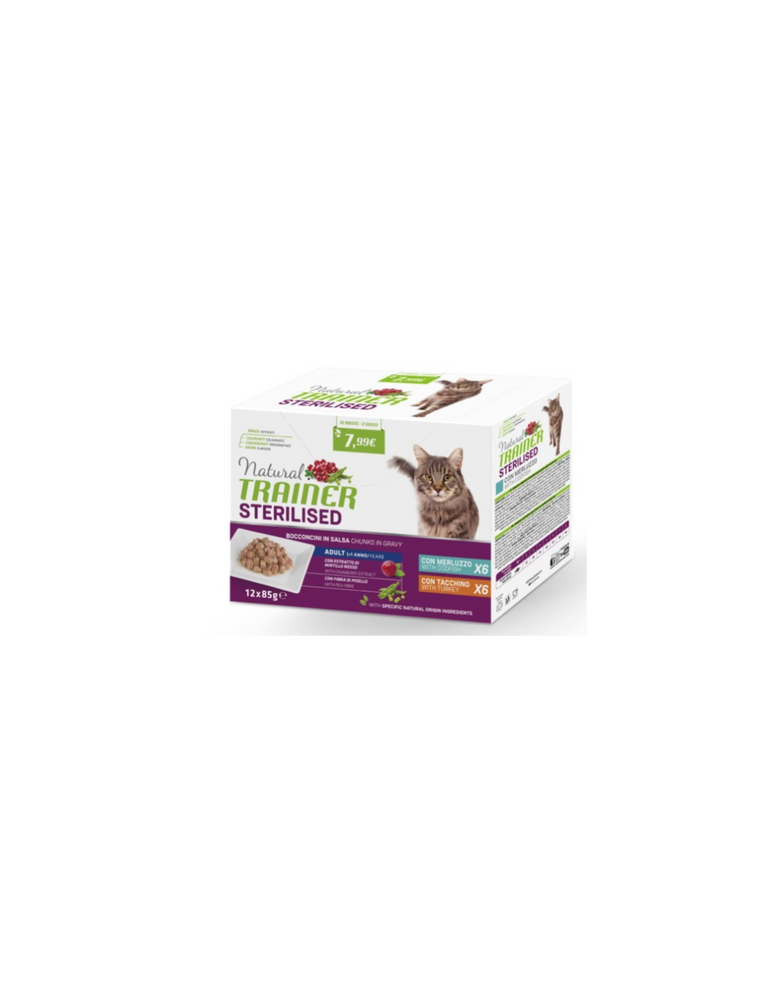 NATURAL TRAINER MULTIPACK sterilised tacchino e merluzzo 9+3 x85 gr.