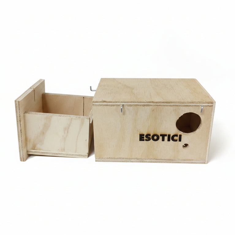 NIDO ESOTICI IN LEGNO CASSETTO ESTRAIBILE - Sanny Passione Ornitologica