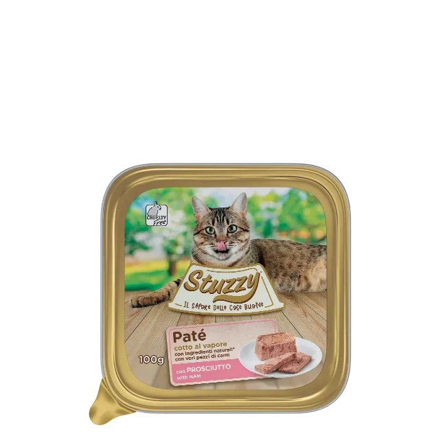 PATE' GATTO CON PROSCIUTTO COTTO A VAPORE STUZZI 100gr