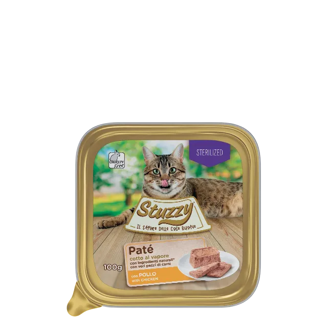 PATE' GATTO STERILIZZATO CON POLLO COTTO A VAPORE STUZZI 100gr