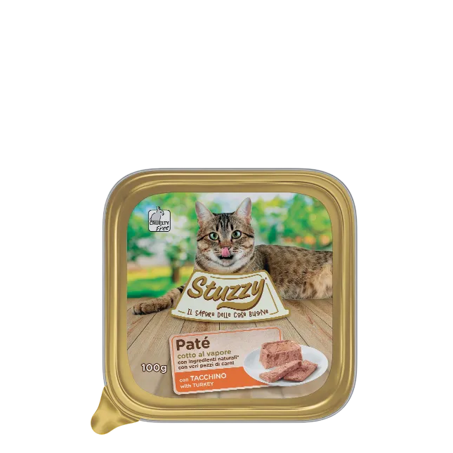 PATE' GATTO CON TACCHINO COTTO A VAPORE STUZZI 100gr