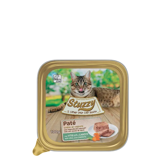 PATE' GATTO CON VITELLO E CAROTE COTTO A VAPORE STUZZI 100gr
