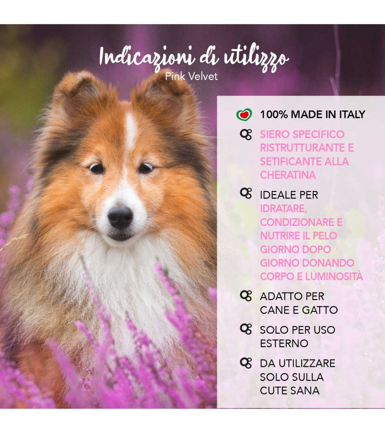 YUUP Pink Velvet 150ml Siero ristrutturante per cani e gatti effetto seta