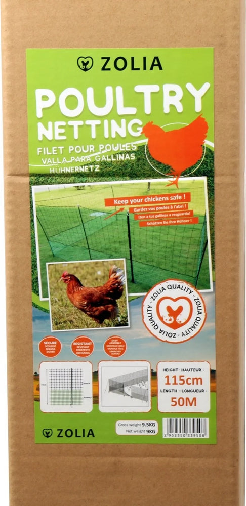 Rete per polli non elettrificabile Zolia, 12, 25 o 50 metri, H115cm