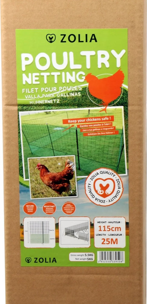 Rete per polli non elettrificabile Zolia, 12, 25 o 50 metri, H115cm