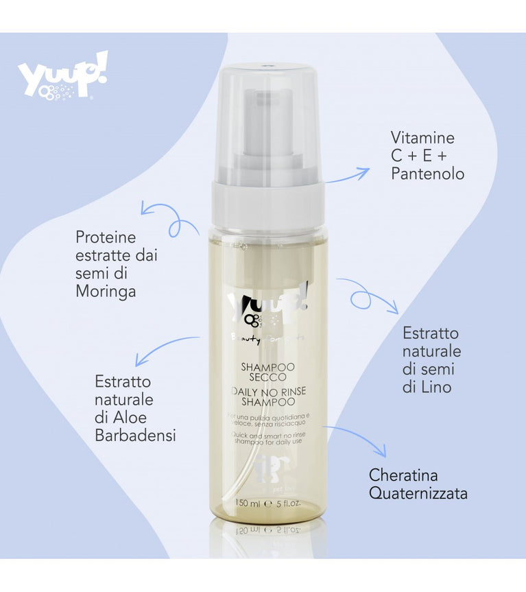 Shampoo Secco Yuup! – Detergente Senza Risciacquo per Cani e Gatti 150ml